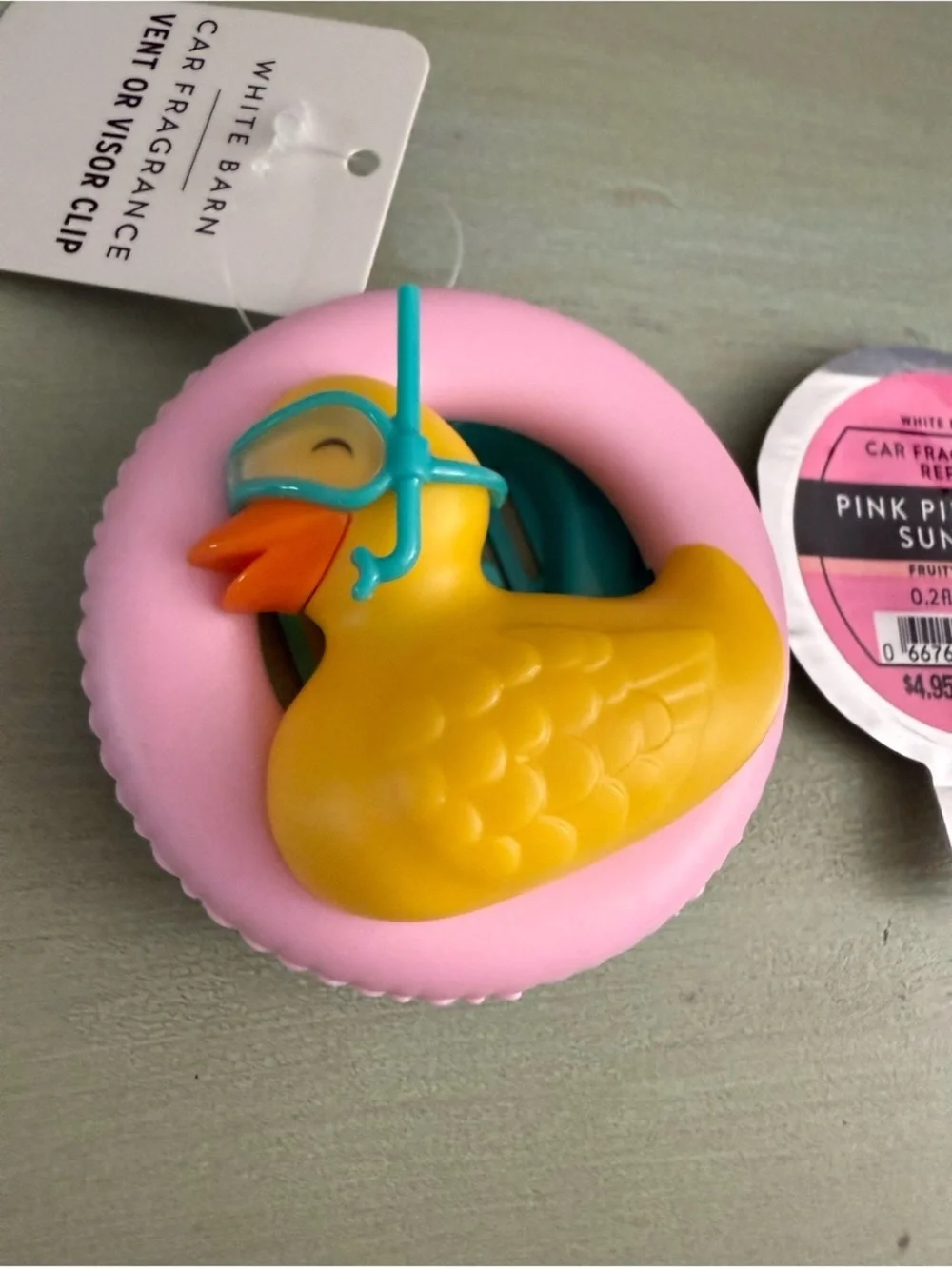 NEW! 2-Pc BILLIE the DUCK Car Fragrance Holder & Pink Pineapple Sunrise Refill